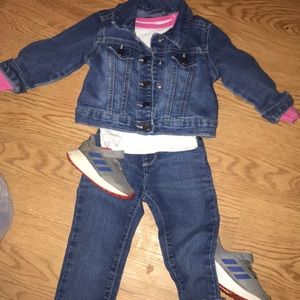 Children’s place jeans and jacket/with adidas shoe